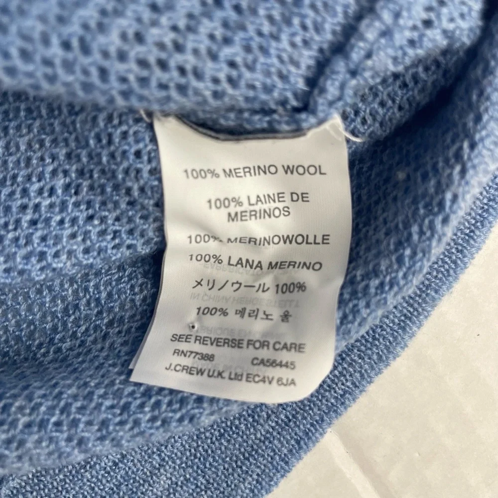 J.Crew Blue V-Neck Long Sleeve 100%‎ Merino Wool Sweater Small
